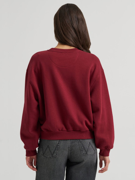 WRANGLER LOGO CABERNET CREW FLEECE - LADIES SWEATSHIRT  - 112384039