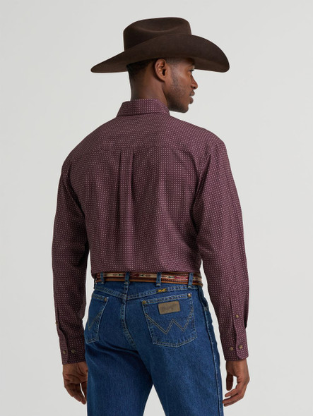 WRANGLER GEORGE STRAIT BURGUNDY PRINT - MENS SHIRT  - 112385344
