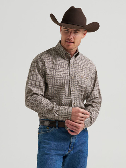 WRANGLER GEORGE STRAIT BURGUNDY/TAN - MENS SHIRT  - 112385372