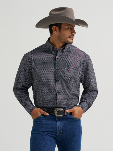 WRANGLER GEORGE STRAIT BLACK/ RED PRINT - MENS SHIRT  - 112385376