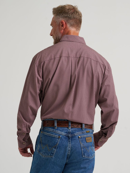 WRANGLER GEORGE STRAIT BURGUNDY PRINT - MENS SHIRT  - 112385379