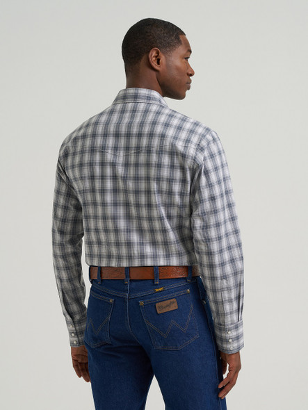 WRANGLER WRINKLE RESIST GREY PLAID - MENS SHIRT  - 112385339