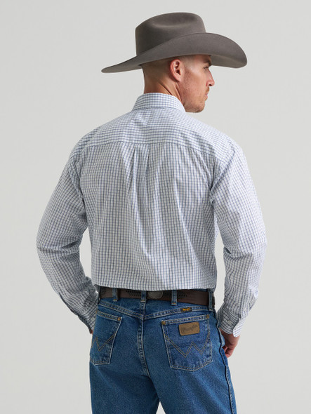 WRANGLER GEORGE STRAIT BLUE WHITE PLAID - MENS SHIRT  - 112385364
