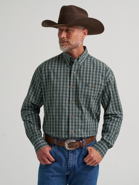 WRANGLER GEORGE STRAIT GREEN PLAID - MENS SHIRT  - 112385366