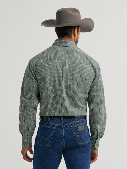 WRANGLER GEORGE STRAIT DARK GREEN PRINT - MENS SHIRT  - 112385369