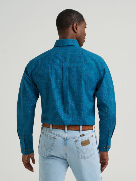 WRANGLER RELAXED FIT TEAL PRINT - MENS SHIRT  - 112385933
