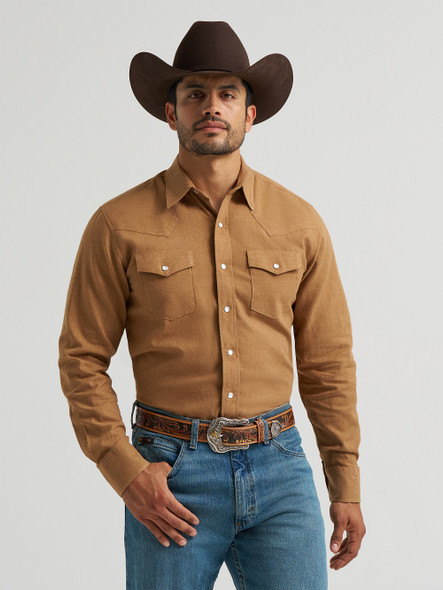 WRANGLER CODY JOHNSON LIGHT BROWN - MENS SHIRT  - 112385452