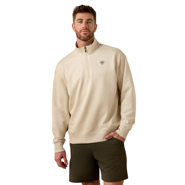 ARIAT 1/4 ZIP OATMEAL HEATHER - MENS JACKET  - 10085386