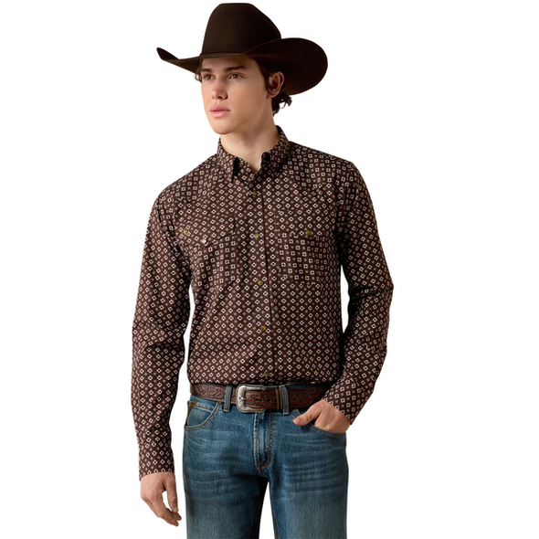 ARIAT WF REBEL COFFEE BEAN PRINT - MENS SHIRT  - 10080720