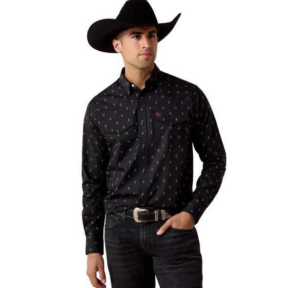 ARIAT PIETY SNAP BLACK GEO PRINT - MENS SHIRT  - 10080667