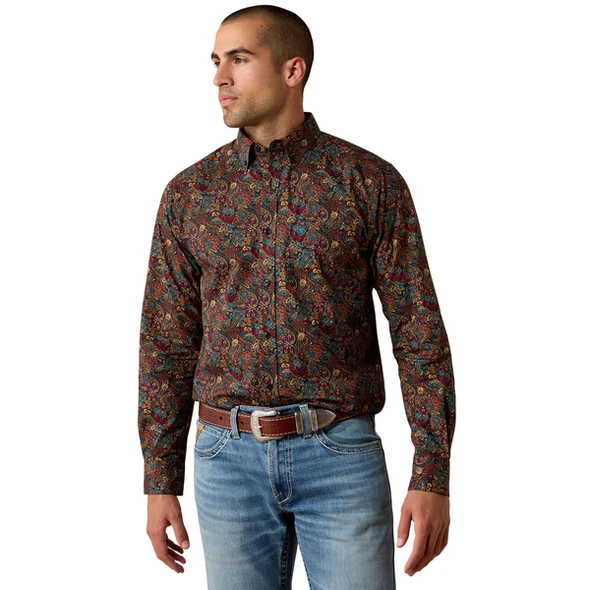 ARIAT CHOCOLATE PLUM MULTI PAISLEY - MENS SHIRT  - 10080728