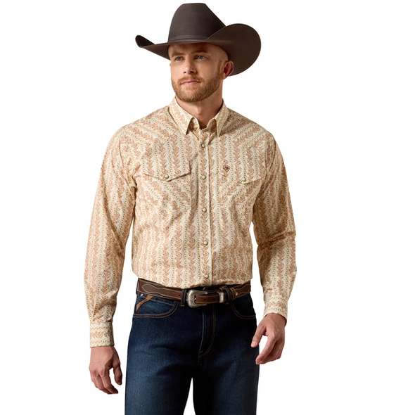 ARIAT BOMBAY BROWN FLORAL STRIPE - MENS SHIRT  - 10080742