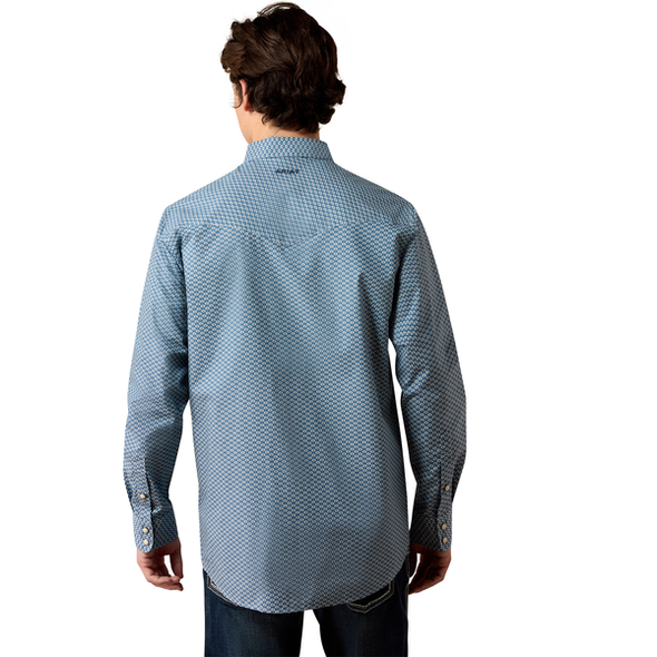 ARIAT MAJOLICA BLUE LEAF PRINT - MENS SHIRT  - 10080597