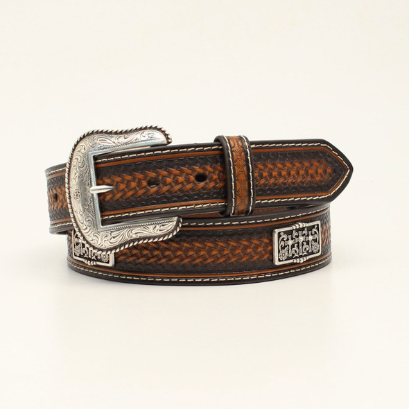 NOCONA EMBOSSED 3 CROSS CONCHO BROWN - ACCESSORIES BELT MEN - N210002502