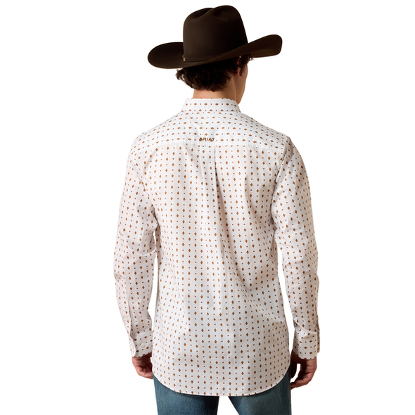 ARIAT PAULY FITTED WHITE GEO PRINT - MENS SHIRT  - 10080623