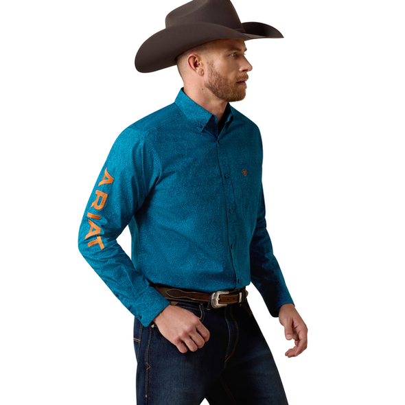 ARIAT TEAM DALE REAL TEAL ABSTRACT - MENS SHIRT  - 10080655