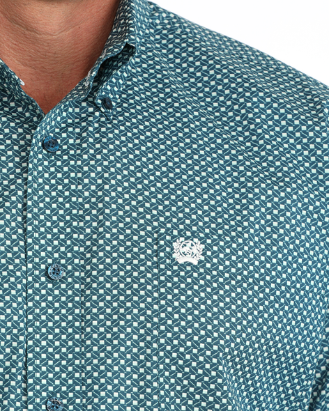 CINCH BLUE GEOMETRIC PRINT - MENS SHIRT  - MTW1106168
