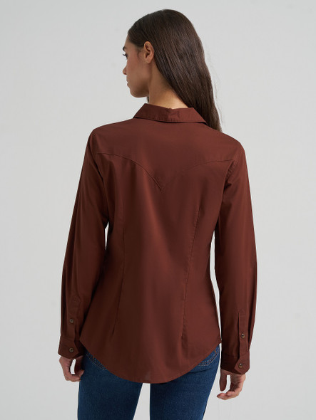 WRANGLER SIERRA SLIM SNAP BROWN - LADIES SHIRT  - 112385316