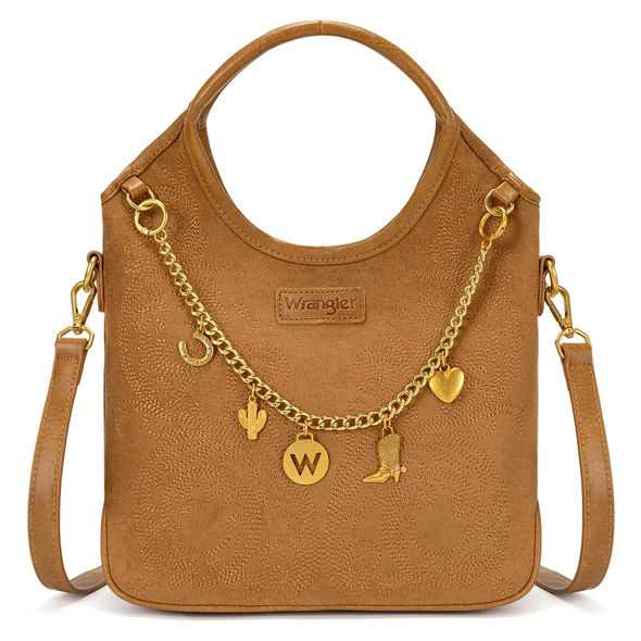 WRANGLER CHARM CHAIN HOBO BROWN - ACCESSORIES PURSES TOTE - WG533-9801BR