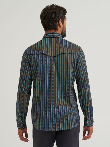 WRANGLER DARK SAPPHIRE DIAMOND STRIPE - MENS SHIRT  - 112384280