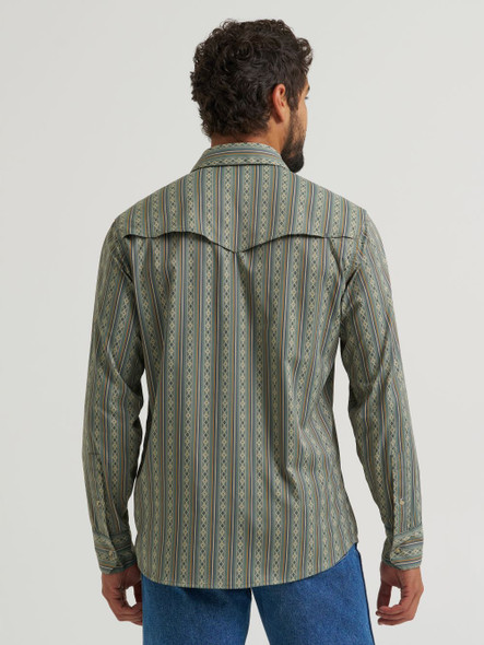 WRANGLER DARK FOREST DIMOND STRIPE - MENS SHIRT  - 112384279