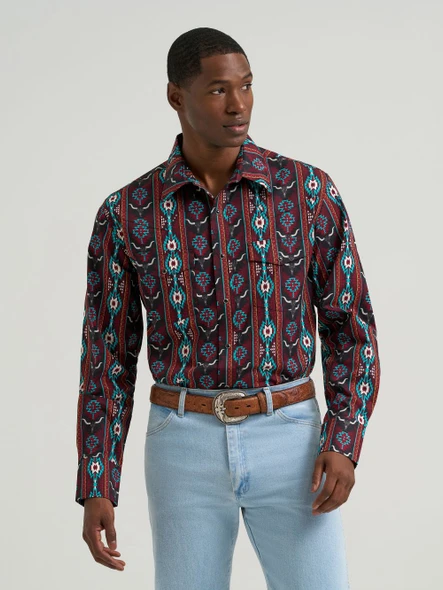 WRANGLER CHECOTAH CRIMSON RANGE PRINT - MENS SHIRT  - 112385793