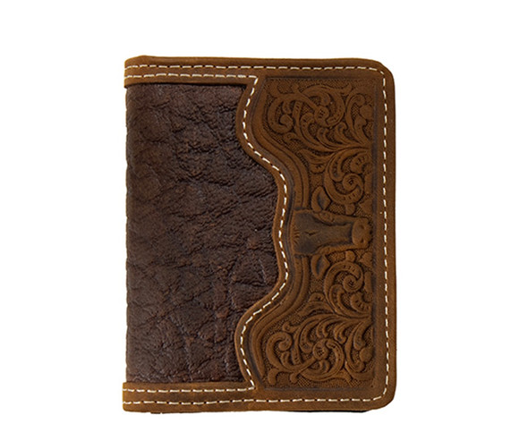3-D BELT BI FOLD LONGHORN OVERLAY BROWN - ACCESSORIES WALLET  - D250019802
