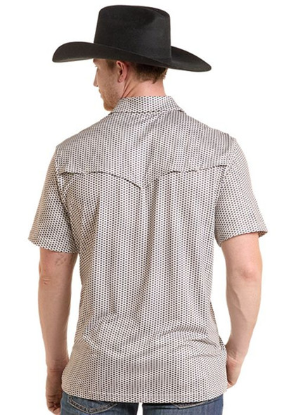 ROCK & ROLL NATURAL MICRO GEO PRINT - MENS POLO  - BM51T10067