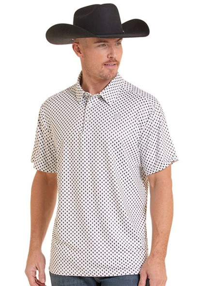 ROCK & ROLL MICRO GEO NATURAL PRINT - MENS POLO  - BM51T10048