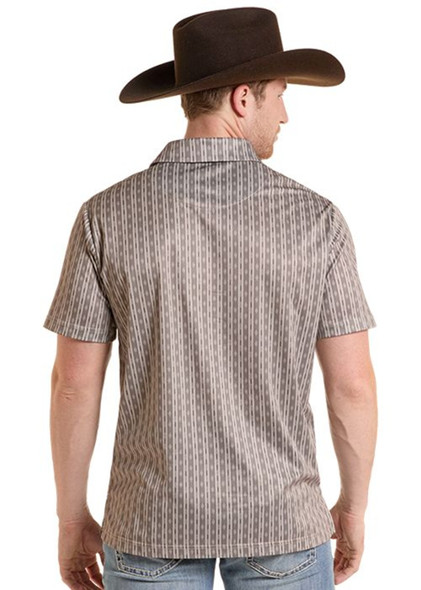 ROCK & ROLL TAN STRIPE PRINTED - MENS POLO  - BM51T10053