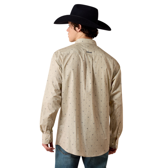 ARIAT WF SAM OYSTER GREY PRINT - MENS SHIRT  - 10080581