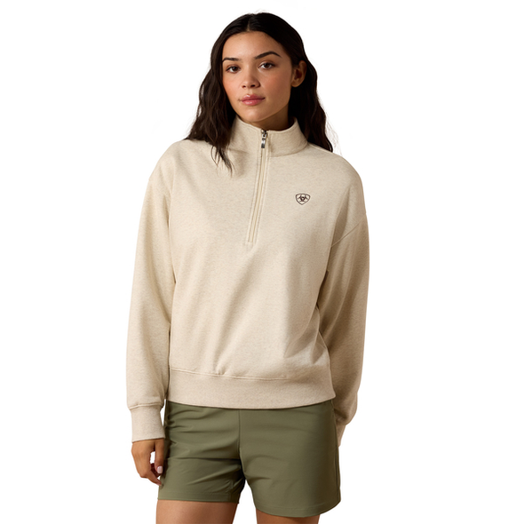 ARIAT 1/2 ZIP OATMEAL SWEATSHIRT - LADIES JACKET  - 10085379
