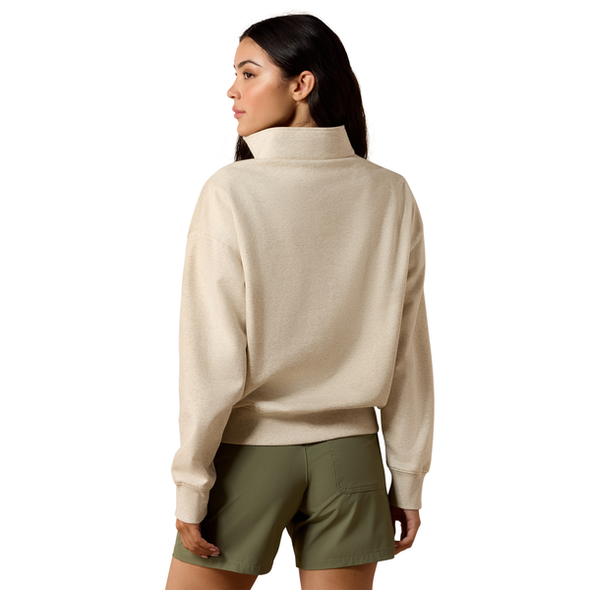 ARIAT 1/2 ZIP OATMEAL SWEATSHIRT - LADIES JACKET  - 10085379
