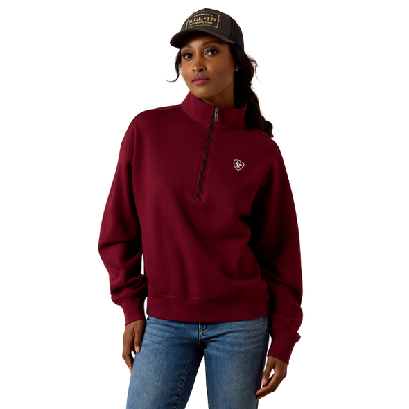 ARIAT 1/2 ZIP SWEATSHIRT ZINFANDEL - LADIES SWEATSHIRT  - 10085381