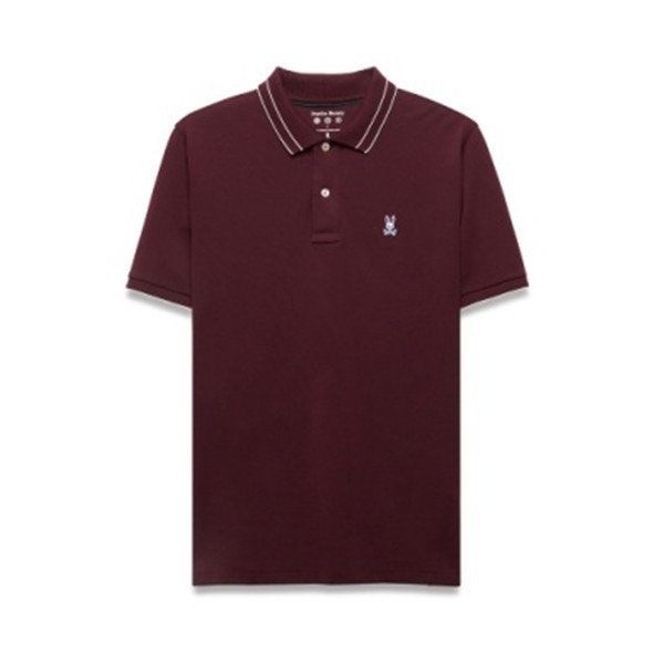 PSYCHO BUNNY REX PERFORMANCE PIQUE BURGUNDY - MENS POLO  - MT0100203-675