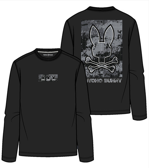 PSYCHO BUNNY ALFIE LONG SLEEVE GRAPHIC BLK - MENS TEE  - MT0200595-001