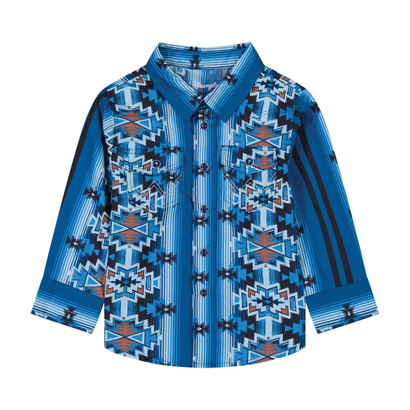 WRANGLER LITTLE BOY'S CHECOTAH AQUA - KIDS BOYS SHIRT - 112384734