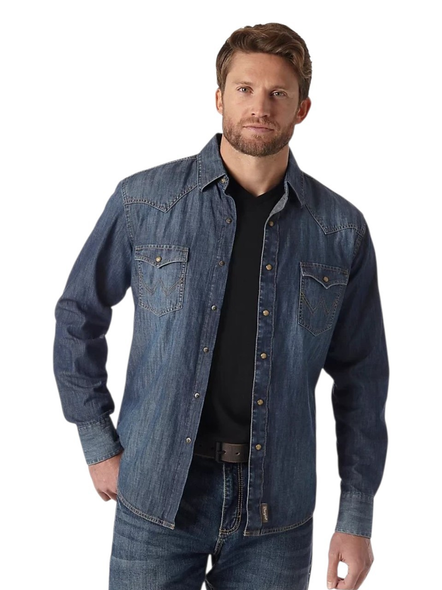 WRANGLER RETRO PREMIUM DENIM SNAP - MENS SHIRT  - MVR458D