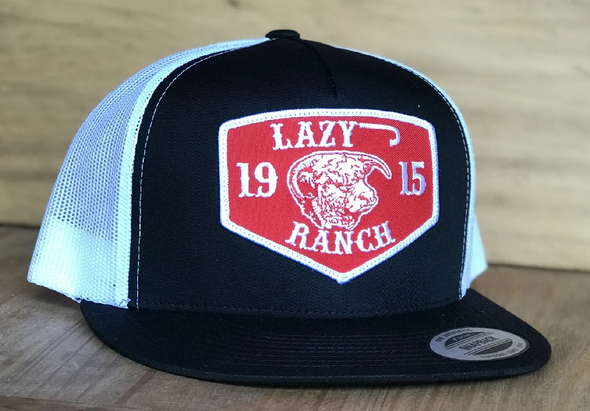 LAZY J RED RANCH PATCH BLACK 4" - HATS CAP  - BLKWHT4RR