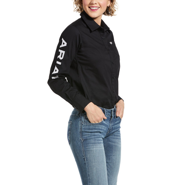 ARIAT TEAM LOGO KIRBY BLACK STRETCH - LADIES SHIRT  - 10033034