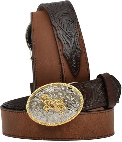 3-D BELT FLORAL EMBOSSED W/BUCKLE - ACCESSORIES BELT KIDS - D4202