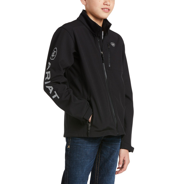 ARIAT TEAM LOGO SOFTSHELL BLACK - KIDS BOYS JACKET COR - 10030212