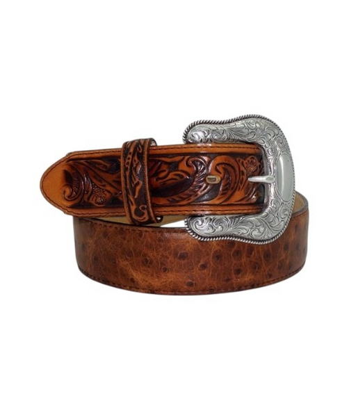 TONY LAMA RUSTIC EMBOSSED OSTRICH - ACCESSORIES BELT MEN - C42525