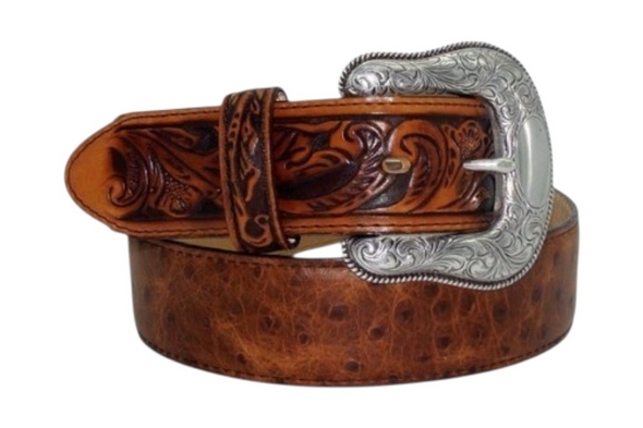 TONY LAMA RUSTIC EMBOSSED OSTRICH - ACCESSORIES BELT MEN - C42525