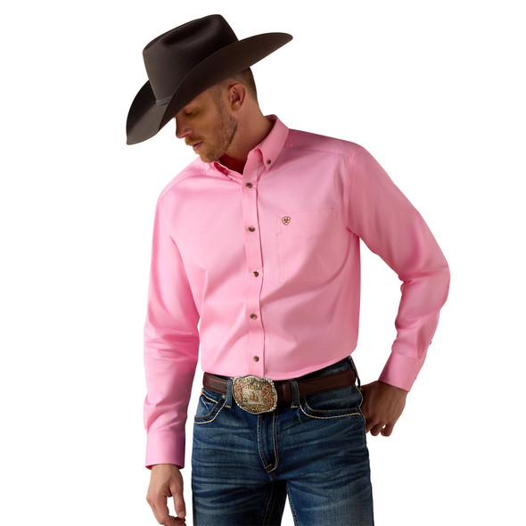 ARIAT PINK SOLID TWILL CLASSIC FIT - MENS SHIRT COR - 10016692