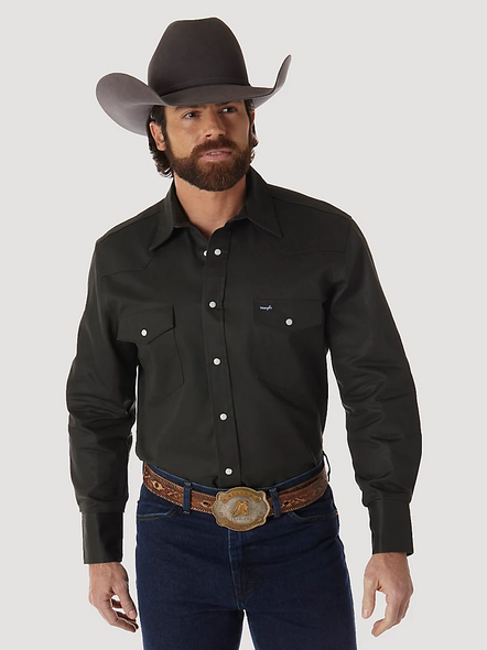 WRANGLER COWBOY CUT WESTERN SNAP OLIVE - MENS SHIRT  - MS70519