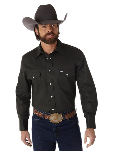 WRANGLER COWBOY CUT WESTERN SNAP OLIVE - MENS SHIRT  - MS70519