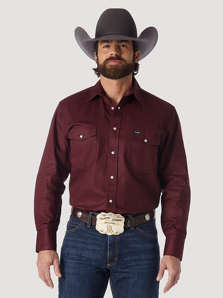 WRANGLER COWBOY CUT WESTERN SNAP MAROON - MENS SHIRT  - MS70719