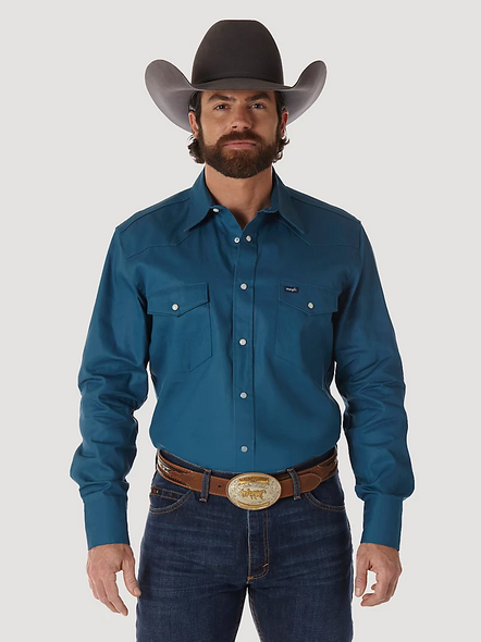 WRANGLER COWBOY CUT WESTERN SNAP TEAL - MENS SHIRT  - MS71419