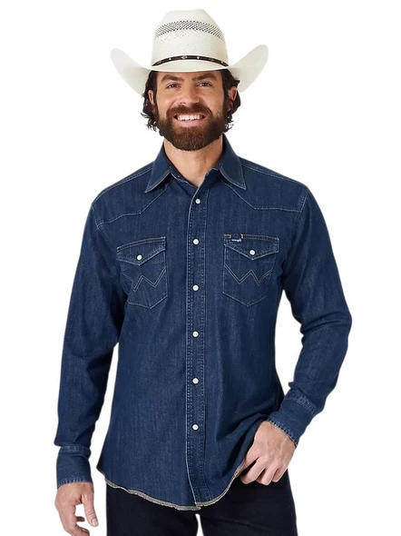 WRANGLER COWBOY CUT WESTERN SNAP DENIM - MENS SHIRT  - MS1041D